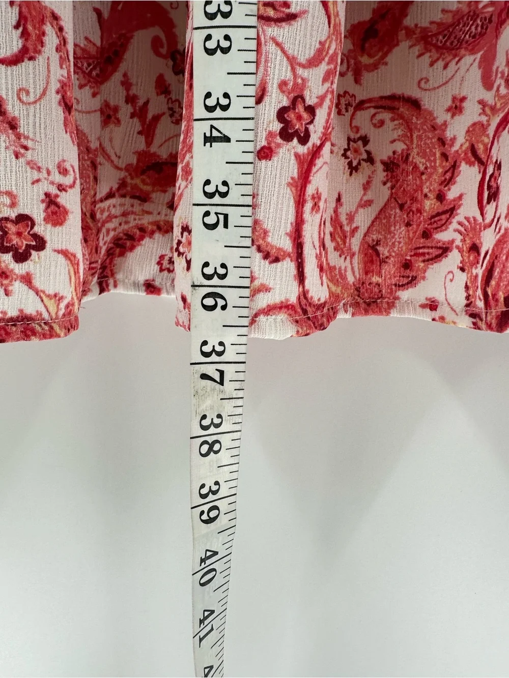 Frye Red Paisley Tiered Midi Skirt with Cream Crochet Trim Western Festival
